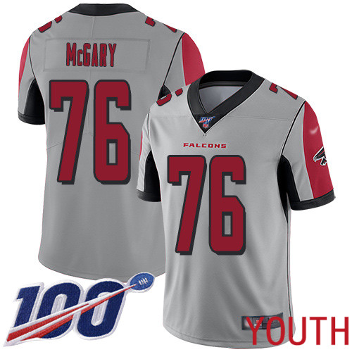 Atlanta Falcons Limited Silver Youth Kaleb McGary Jersey NFL Football #76 100th Season Inverted Legend